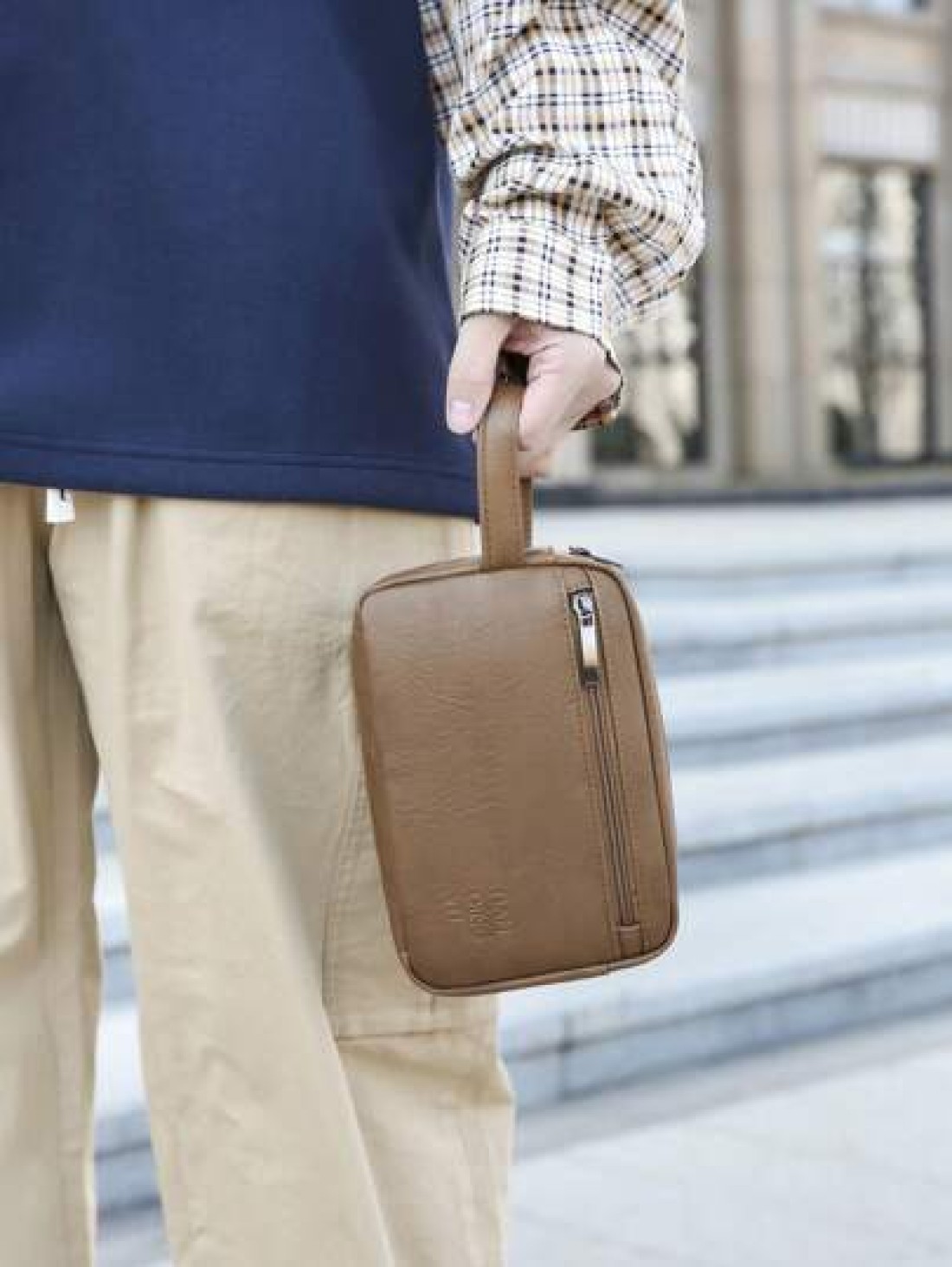 peach tree 1pc Men Business Clutch Bag Peach Tree Brand PU Square Pillow Wrist Wallet Pouch Crossbody Handbag Versatile Storage Bag For Business Travel Gifts For Men Father s Day Valentine s Day