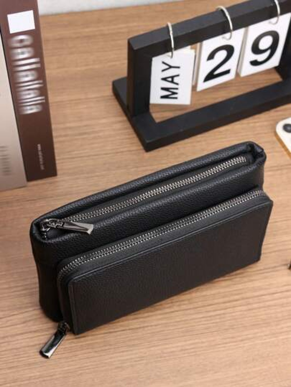 HOVI S Classic Solid Color Retro Clutch Bag Simple Business Large Capacity Lightweight Waterproof Daily Commuting Mobile Phone Bag Man Bag Students Travel Winter Holiday Wash Bag Old Money Multi Card