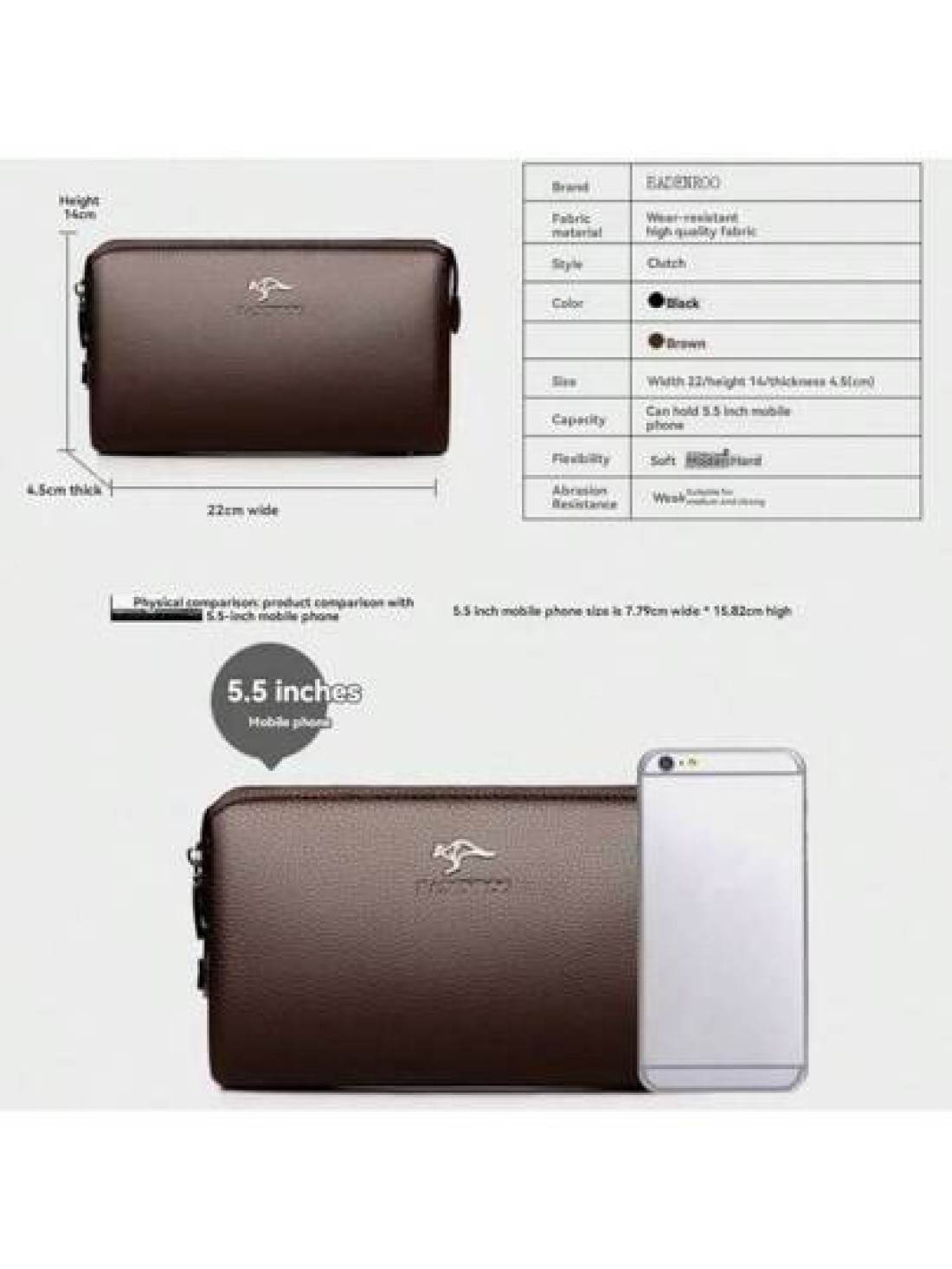 Leather Men Clutch Bag Wallet Business Men Password Lock Wallet Theft Proof Handbag With Cell Phone Holder Travel Bag Coffee Color School Bag Commute Freshmen High School College Dorm Practical Gifts