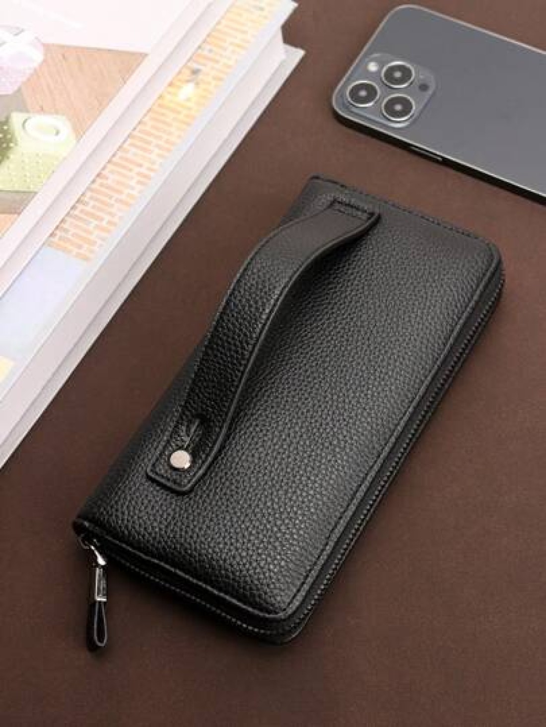HOVI S Fashionable Minimalist Business Men s Clutch Bag Double Zipper Large Capacity Multi Card Slots Wrist Pouch Suitable As Gift On Holidays And Anniversary Vacation Gifts Travel Christmas Purse Tha
