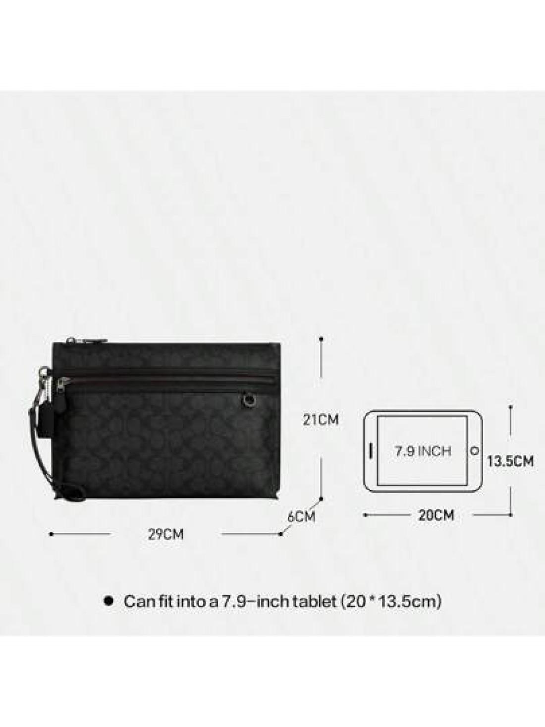Coach Unisex Clutch Bag Zipper Wristlet Wallet Large Purse With Detachable Strap