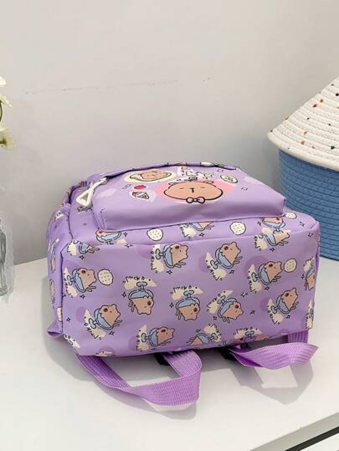 1pc Cute Capybara Backpack Cartoon Animal Print Casual Style Back To School Backpack With Zipper Closure And Adjustable Shoulder Straps Suitable For Campus And Travel