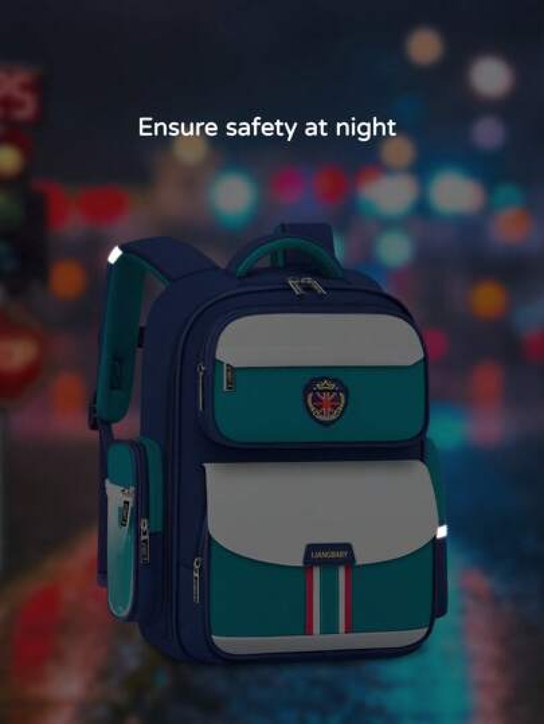 1pc Oxford Cloth School Backpack Lightweight Durable Reflective Strips Multi Compartment Extra Large Capacity Zipper Closure Suitable For Students Work Daily Commute