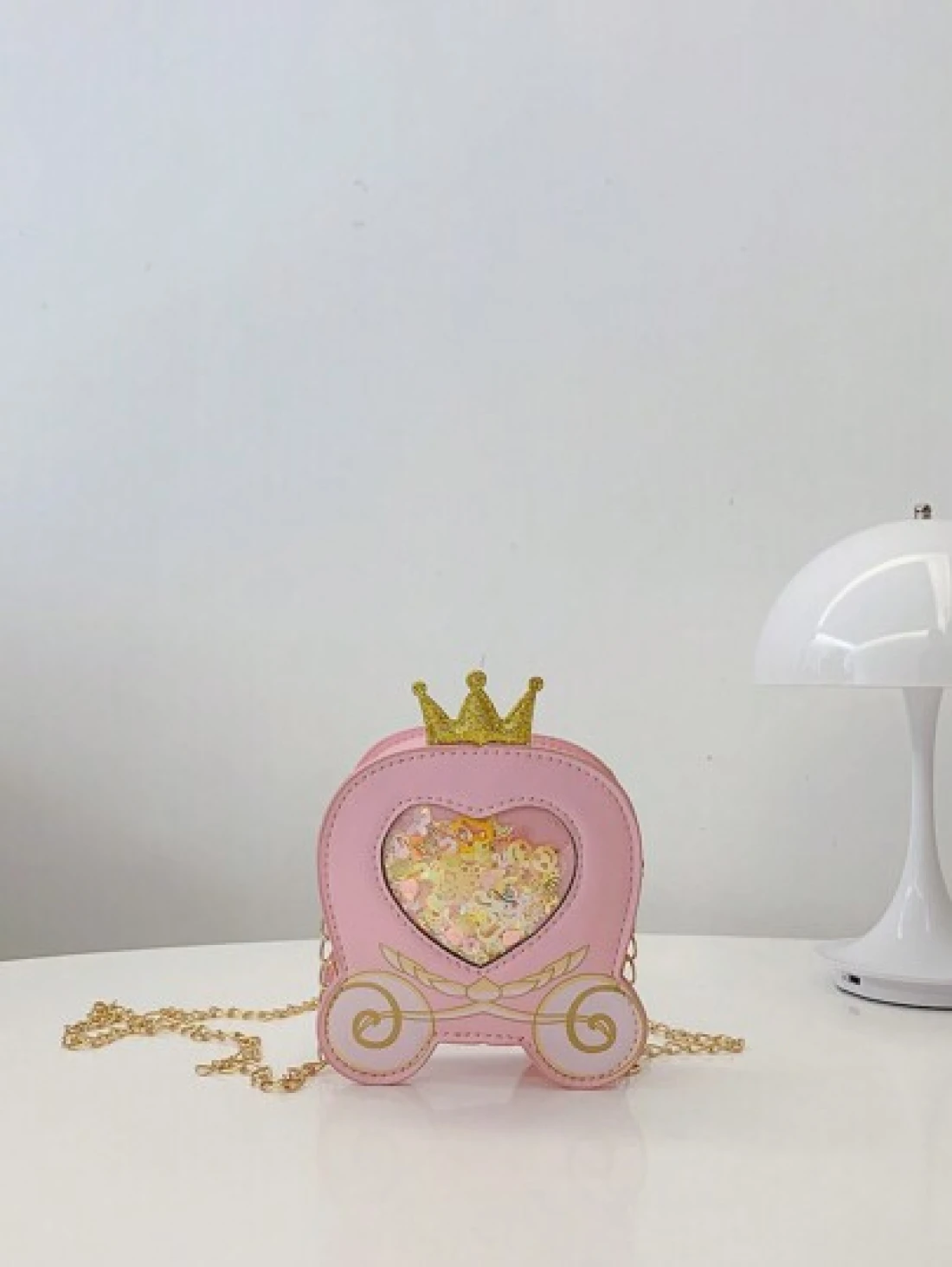 حقيبة كتف من الجلد الاصطناعي PU للبنات على شكل تيجان الأميرات الكرتونية