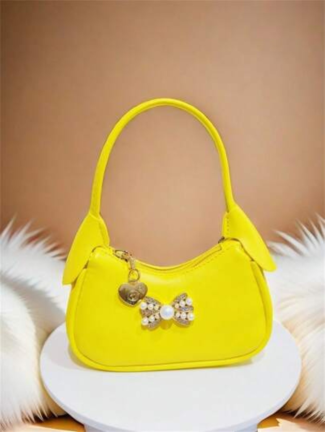 Rhinestone Pearl Bow Decor Girls Handbag New Autumn Winter Fashion Kid s Mini Bag Princess Style Coin Purse Cute Tote Bag Christmas Gift Birthday Present Candy Bag Lipstick Case Accessory Pouch Snack