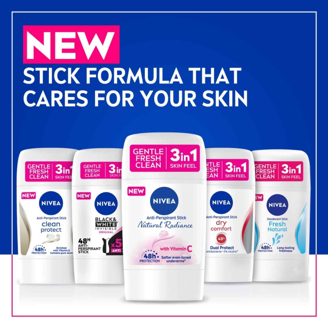NIVEA Antiperspirant for Women Natural Radiance Stick 50ml Pack of 2