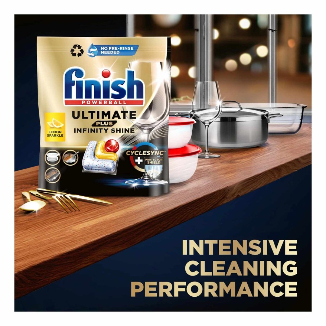 Finish Ultimate Plus All-in-1 Powerball Dishwasher Tablets Lemon 45 Tablets Pack of 2