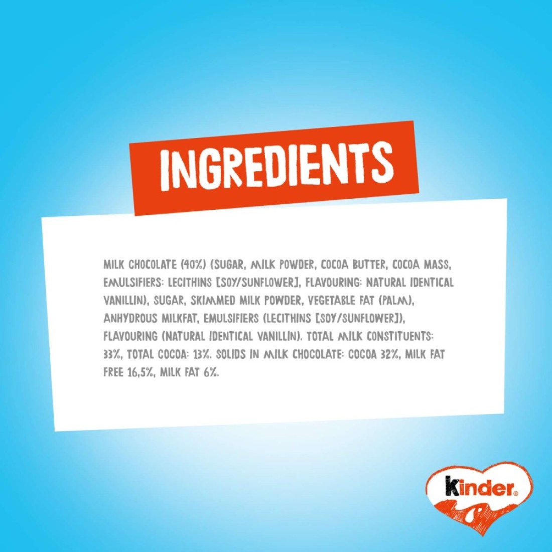 Kinder Chocolate Pack of 8 Bars, 100g