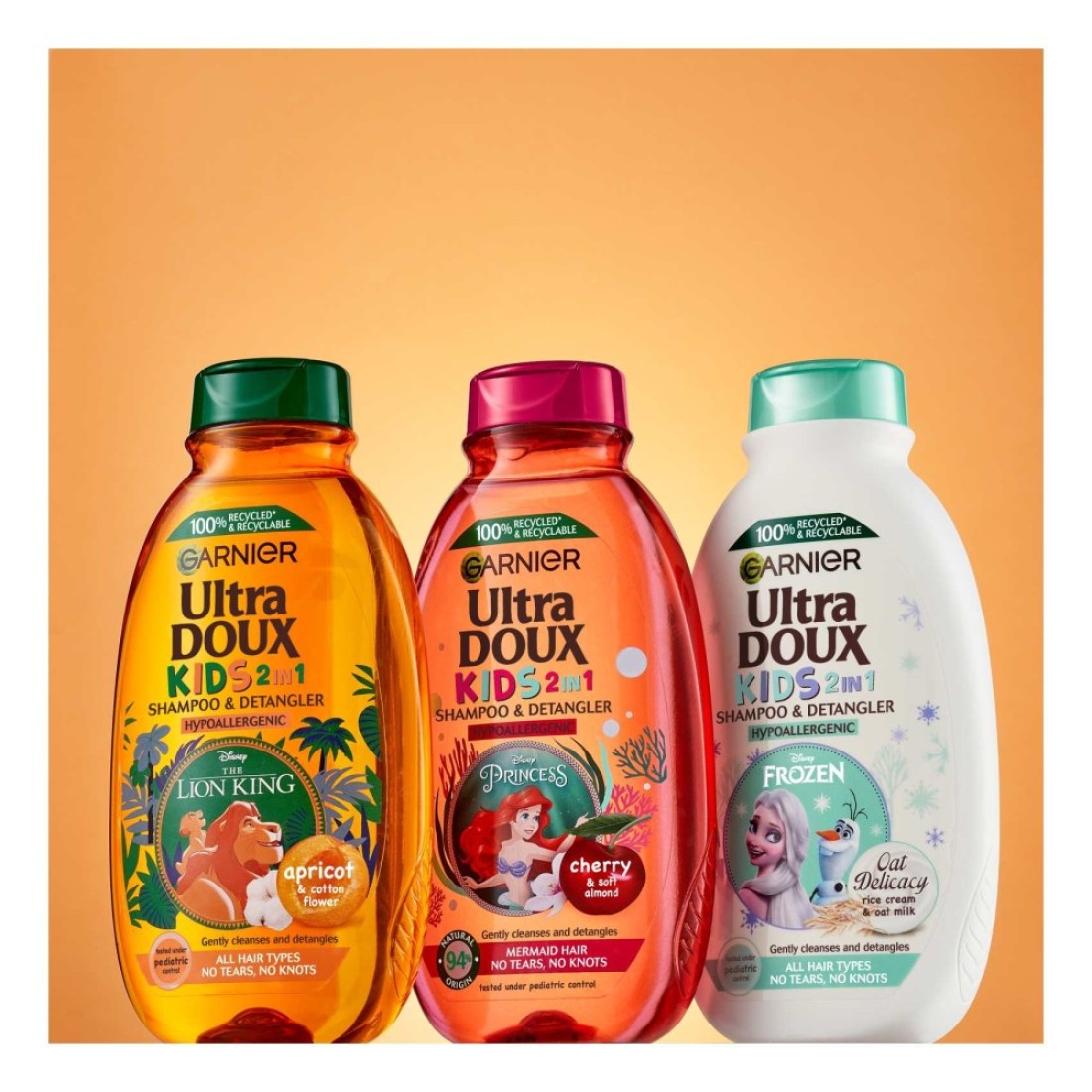Garnier Ultra Doux Cherry Soft Almond Kids 2-In-1 Shampoo And Detangler Pink 400ml