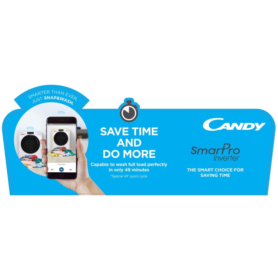 Candy SmartPro Inverter Washer CSO276TWMB-19 White 7kg