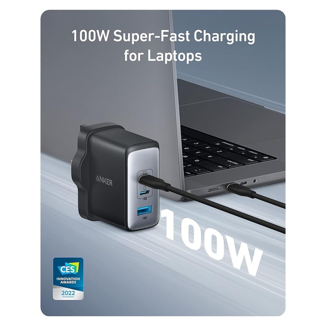 أنكر شاحن حائط نانو بمنفذ USB-C - أسود 100 واط
