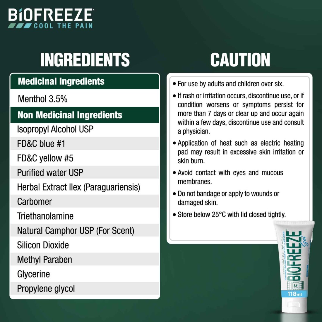 Biofreeze Muscle and Joints Pain Relief Gel 118ml