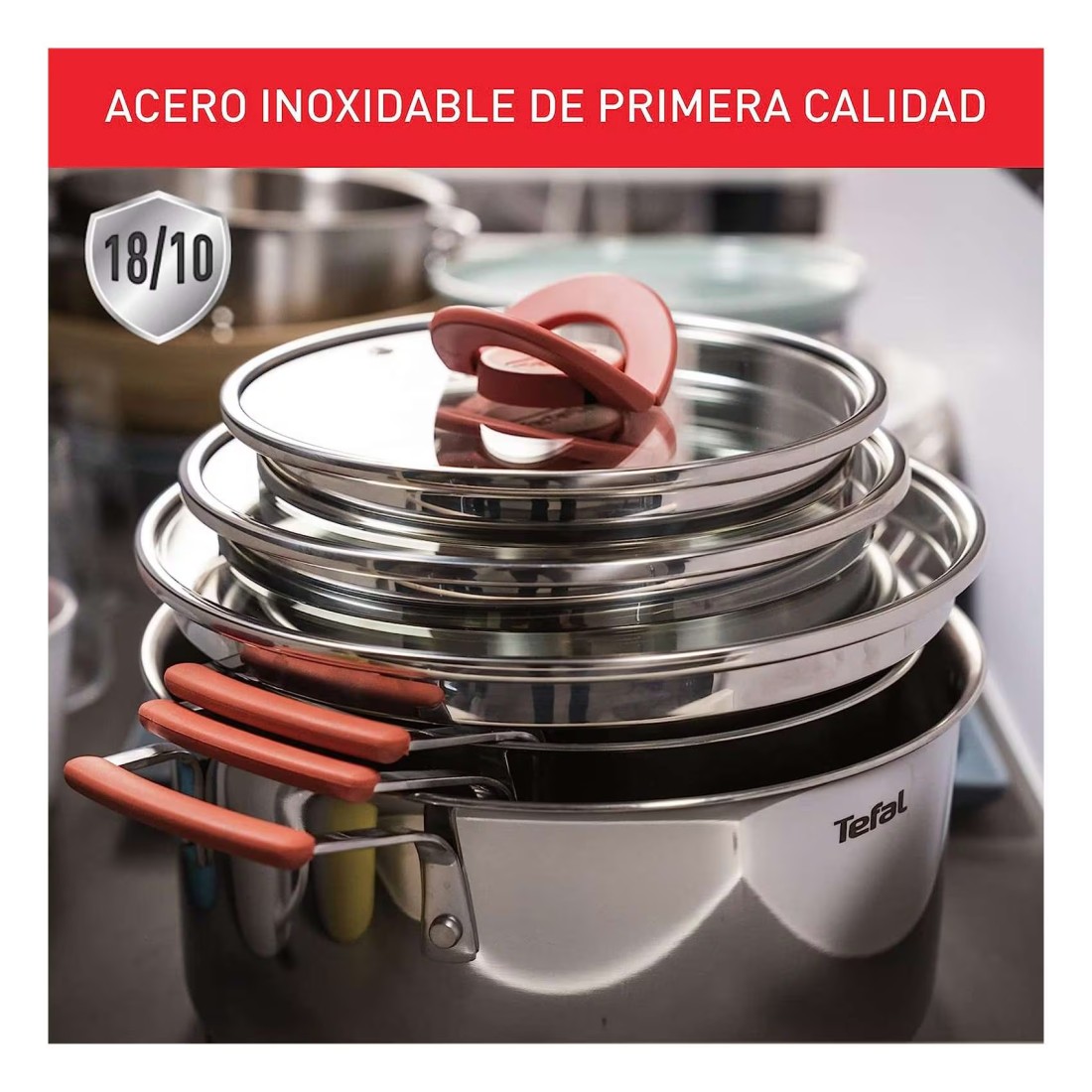 Tefal Optispace Stainless Steel Cooking Set 6 PCS