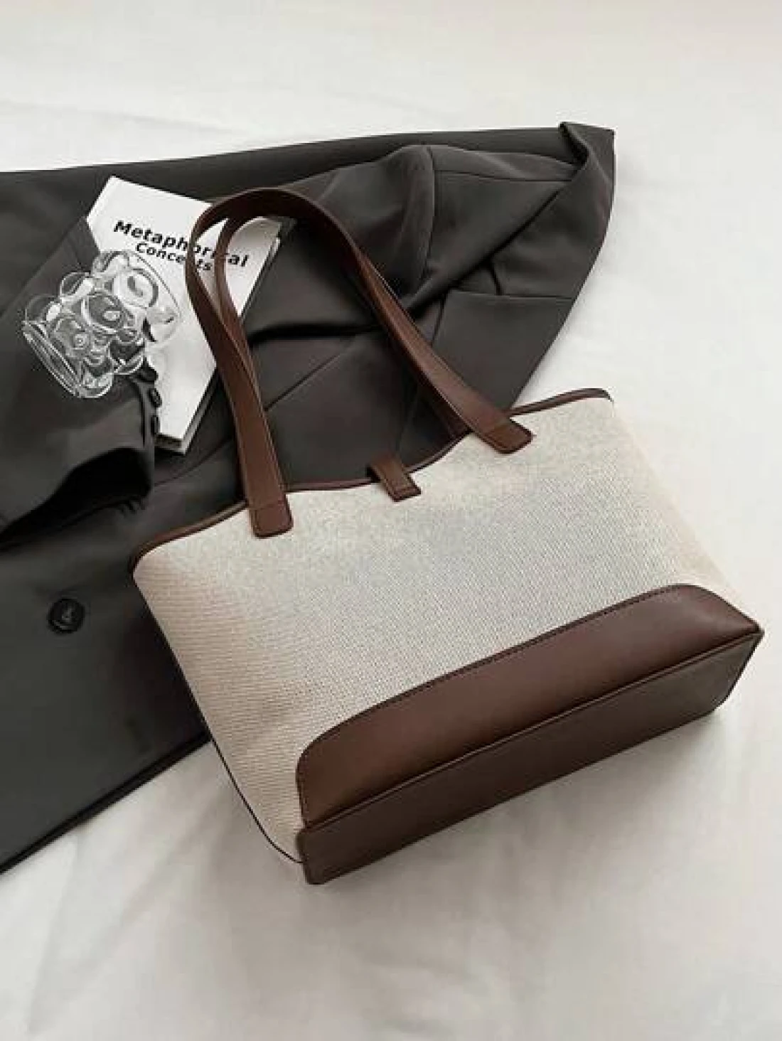 Large Capacity Foldable Shoulder Strap Tote Bag Suitable For Women Shopping Work Commute Outing Business Events Gift For Mom New In Fall Winter Larrge Capacity Shoulder Tote Bag