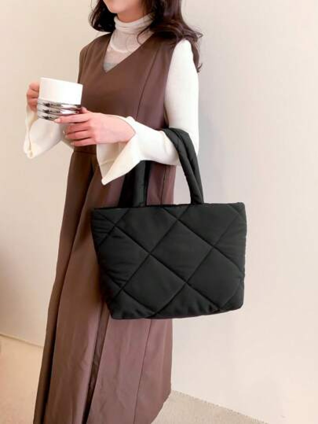Fashion Lingge Quilted Embroidery Shopping Bag Shoulder Tote Bag Versatile Business Casual Black Bag School Supplies Outdoors Travel Outings Sports Holiday Teacher Gifts Vacation For Teen Girls For Sc