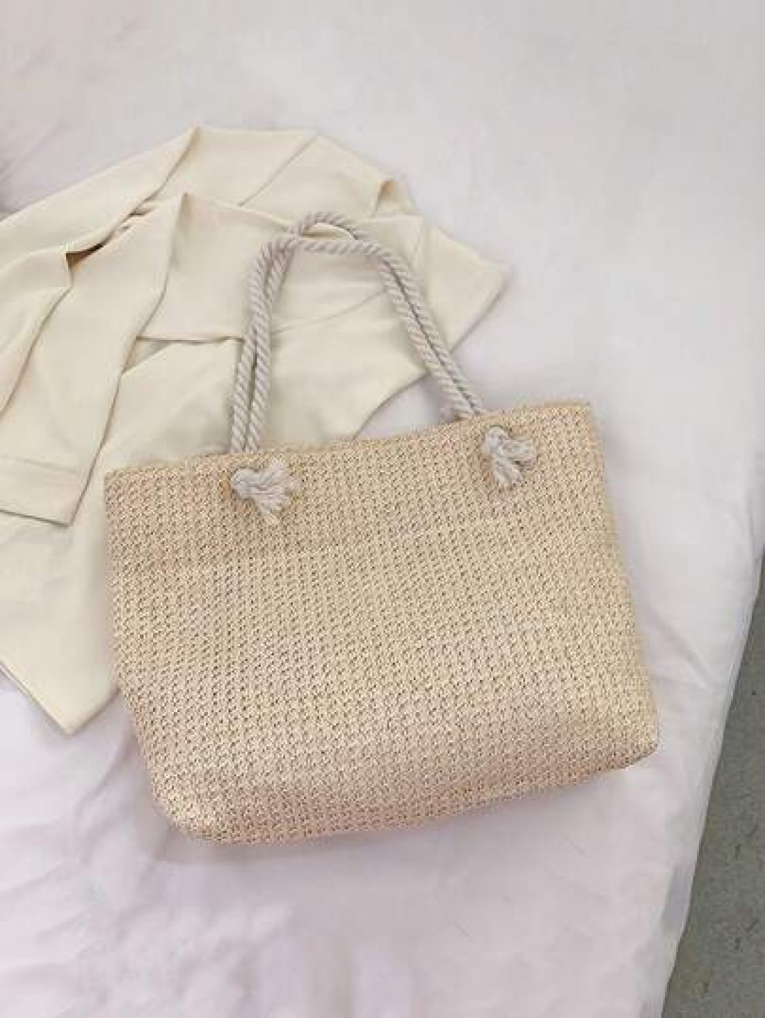 Woven Large Capacity Tote Bag Lightweight Shopping Shoulder Bag Summer Handbag Perfect For Travel Summer Women Bags For Vacation Holiday School Bag Large Capacity Portable For Teen Girls Women College