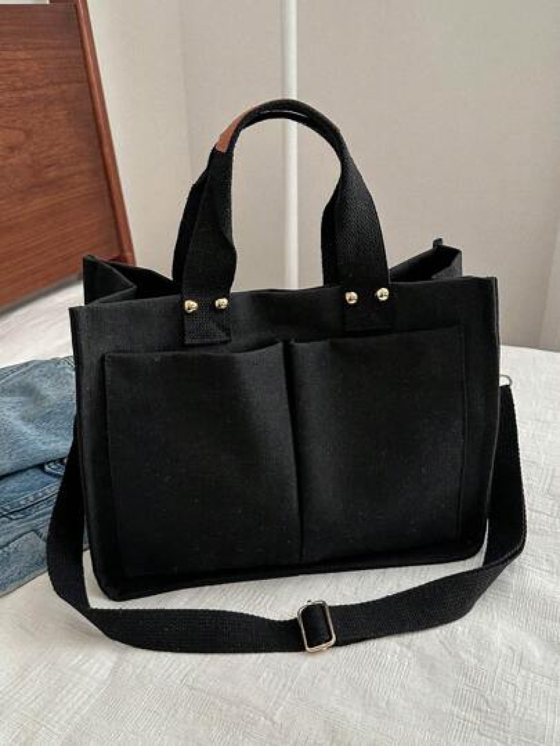 1 Stylish High Capacity Portable Shoulder Bag Simple Canvas Multi Pocket Diagonal Backpack Suitable For School Travel Tote Bag Tote Bags For School Tote Bags For Students Multiple Compartments Perfect