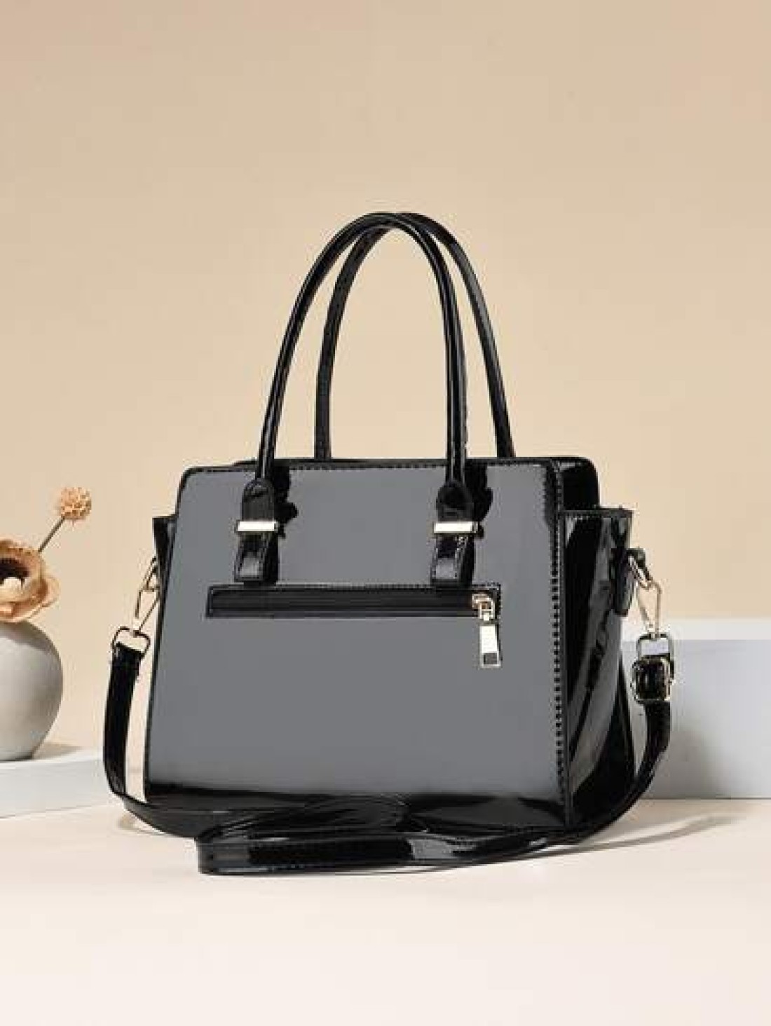 PLANEE 2pcs Fashionable Letter Patch Decorated Handbag With Coin Purse Business Casual Woman Bag Pefect For Office Business And Work Eye Catching Work Bags For Women Best Mothers Day Gifts Ever