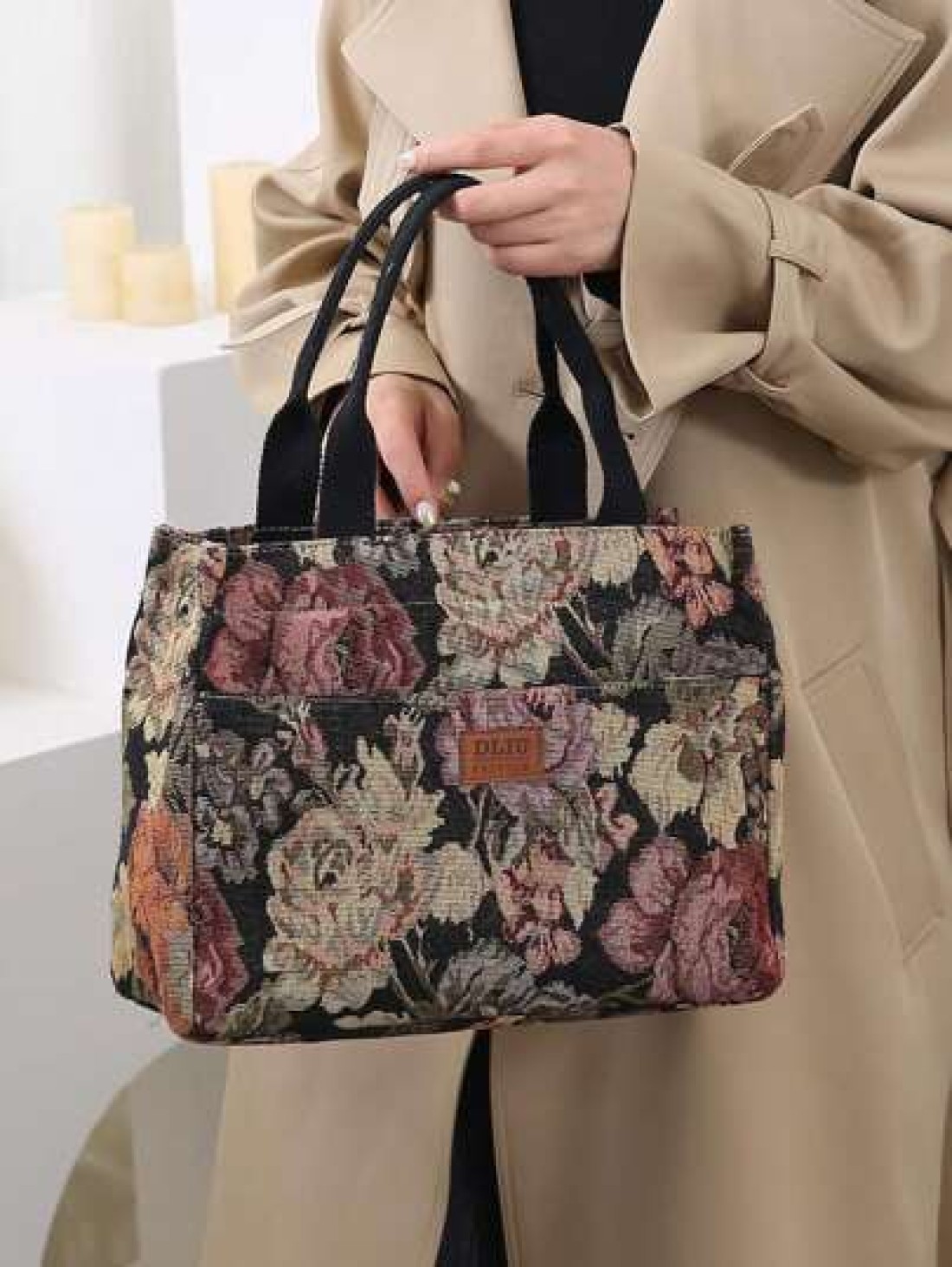 New Arrival Thickened Knitted Jacquard Fabric Handbag Tote Bag Work Shopping Carryall Mother s Outdoor Organizer Cloth Bag Women Handbag