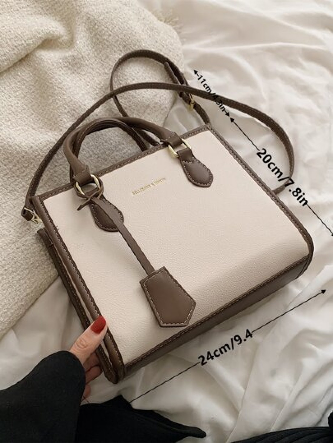 BELLEBORG Old Moeny Lightweight Business Casual Letter Detail Contrast Binding Square Bag For Women Rookies White Collar Workers For Teen Girls Women College Students Rookies White Collar Workers Perf