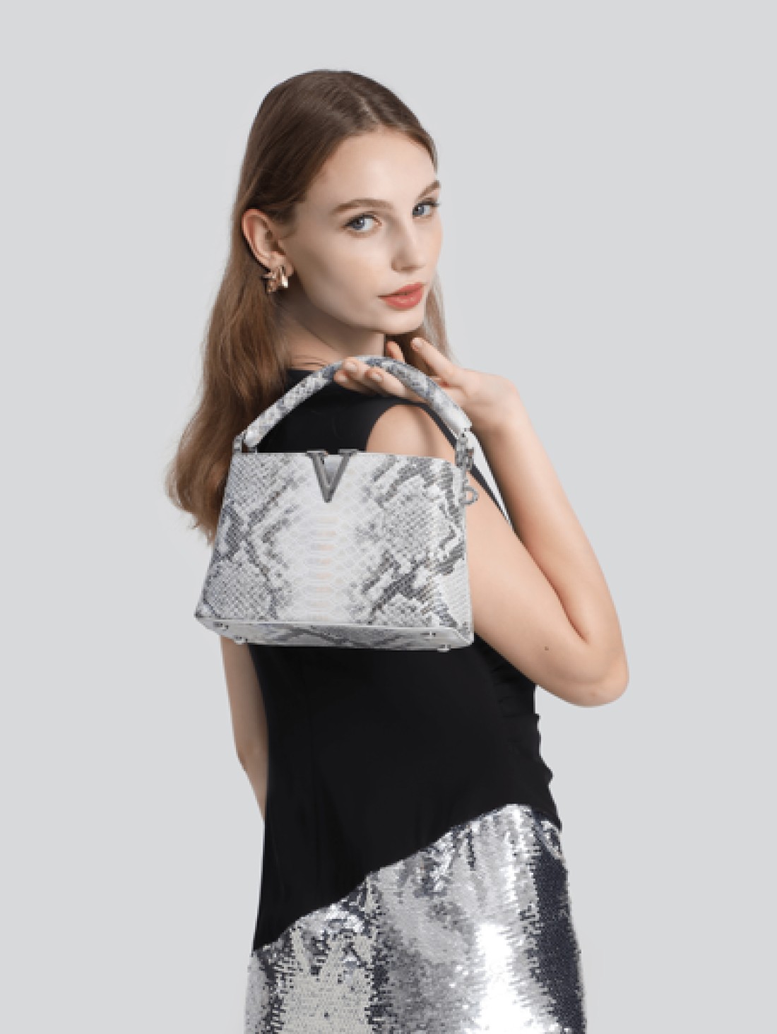 1pc Medium Size PU Leather Snake Pattern Handbag Adjustable Strap Suitable For Daily Use Or As Elegant Gift For Female Friends Sisters Mothers Bag For Women Elegant Luxury