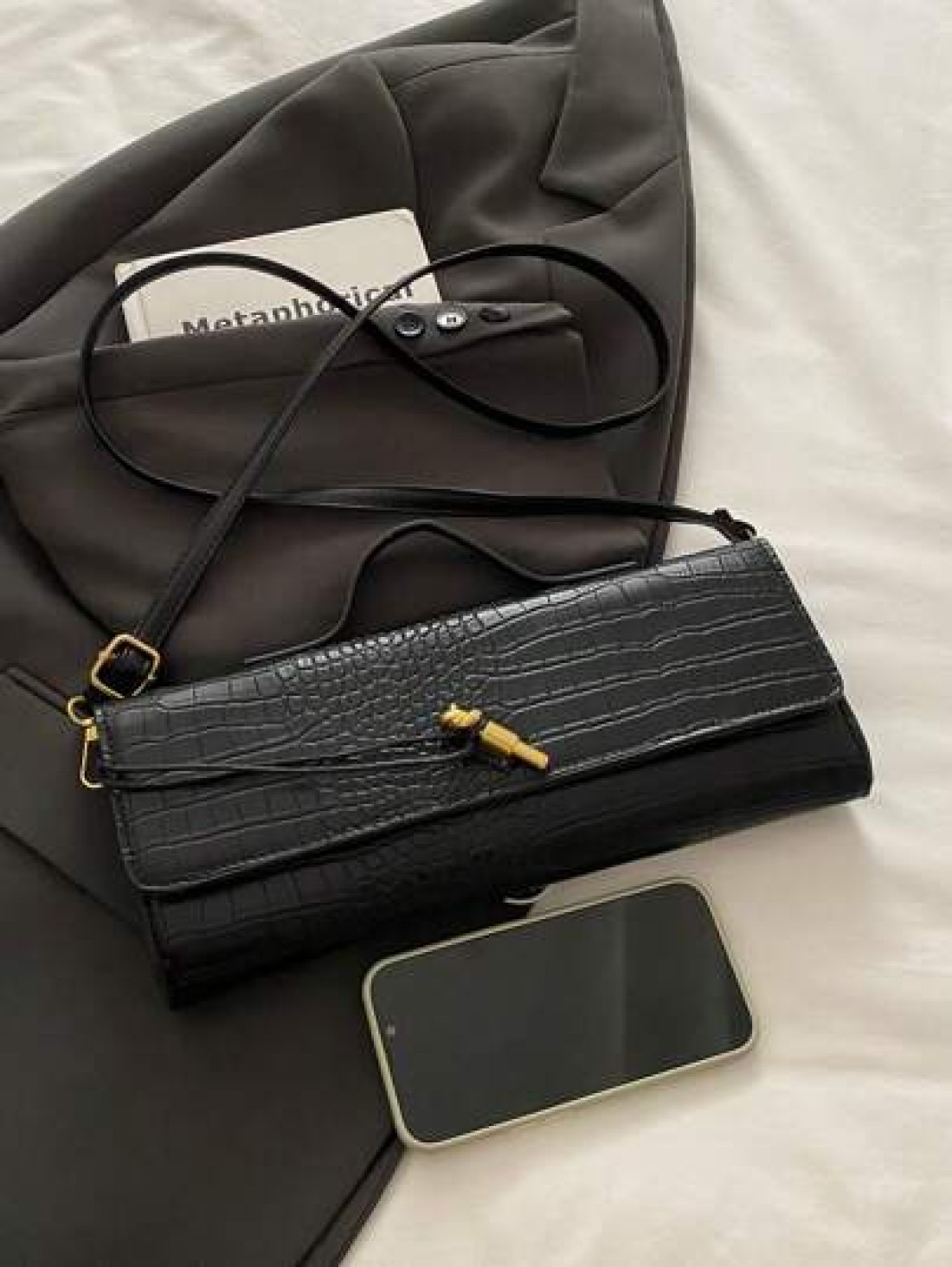 1 Pc Fashion Classic Versatile Daily Commuting Style Solid Color Crocodile Pattern PU Leather Long Strip Flip Style Women s Handbag Suitable For Daily Commuting Daily Clothing Matching And Giving Gift