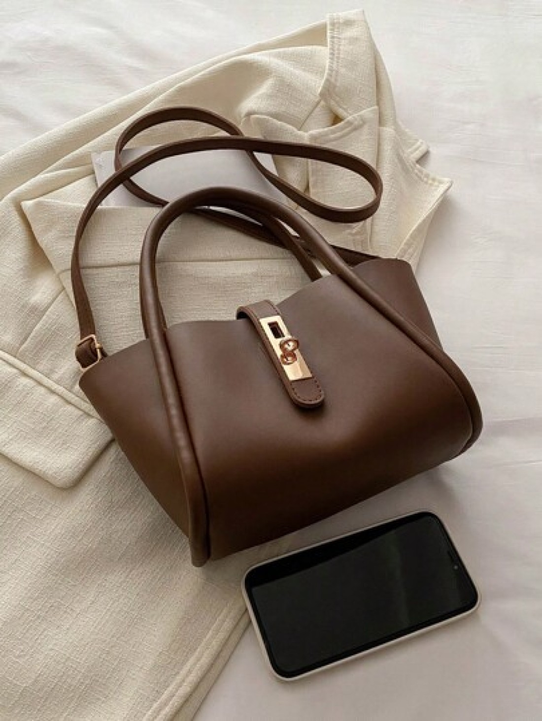 Women s New Solid Color PU Fashion Mother Handbag Versatile Cross Body Bag With Small Coin Purse