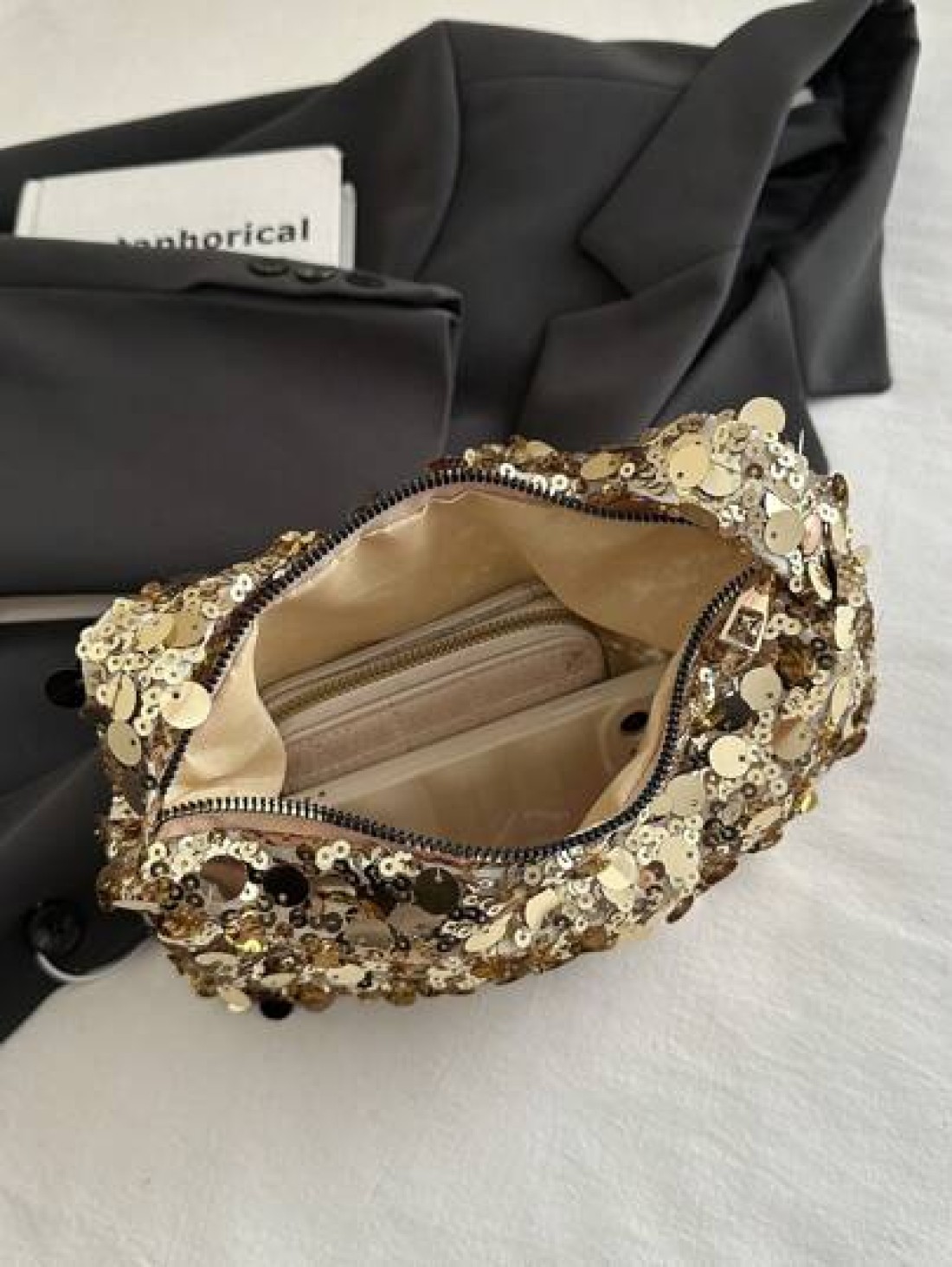 1pc Zippered Closure Sparkly Wristlet Bag Multicolor Sequin Design Europe US Style Creative Personality Cell Phone Shoulder Crossbody Bag Suitable For Party Gala Date Night For Women