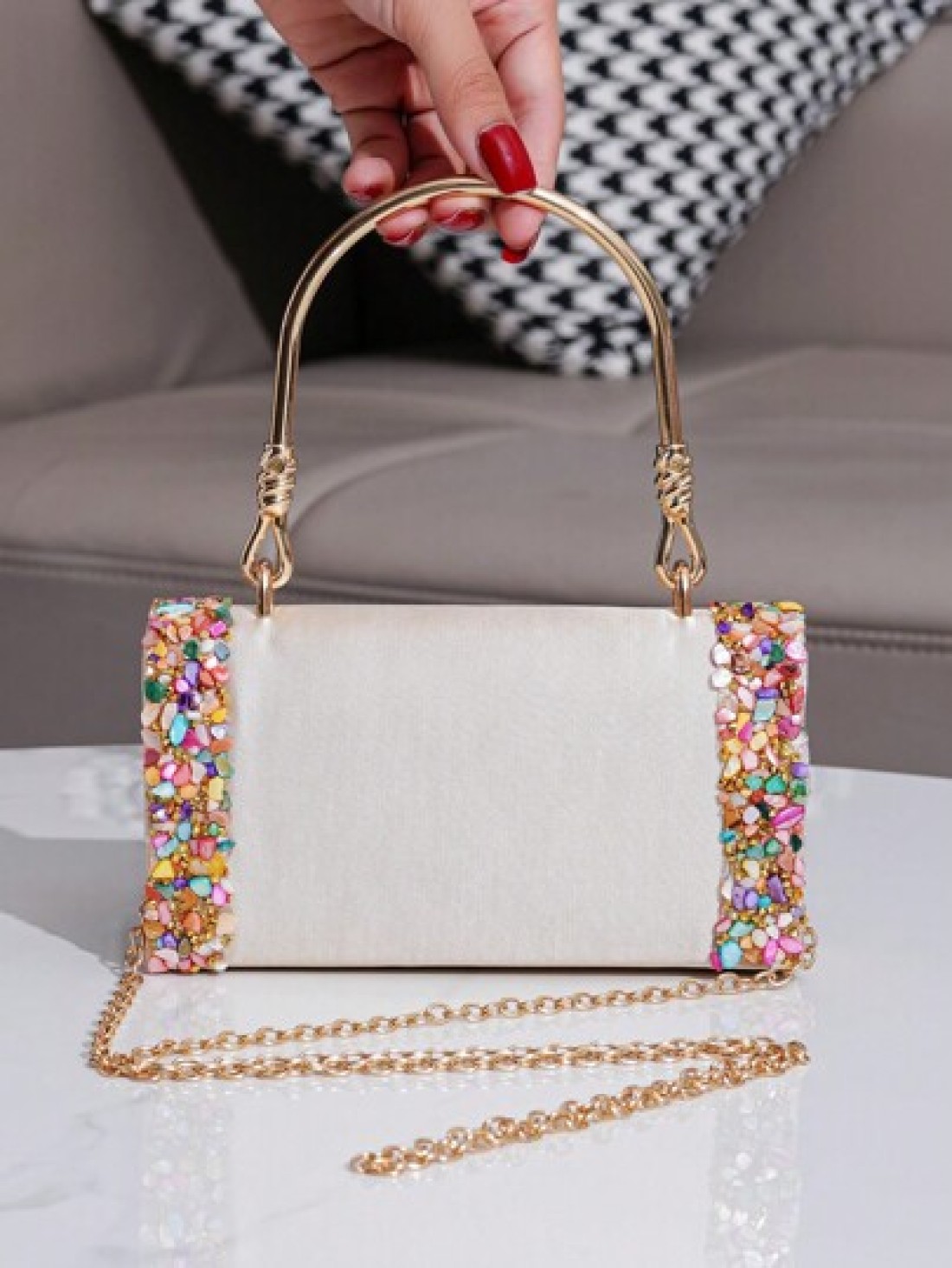 European American Style Elegant Party Clutch Bag With Rhinestone Decor Perfect For Formal Events Banquets Balls Weddings Fashion Versatile Women Handbag