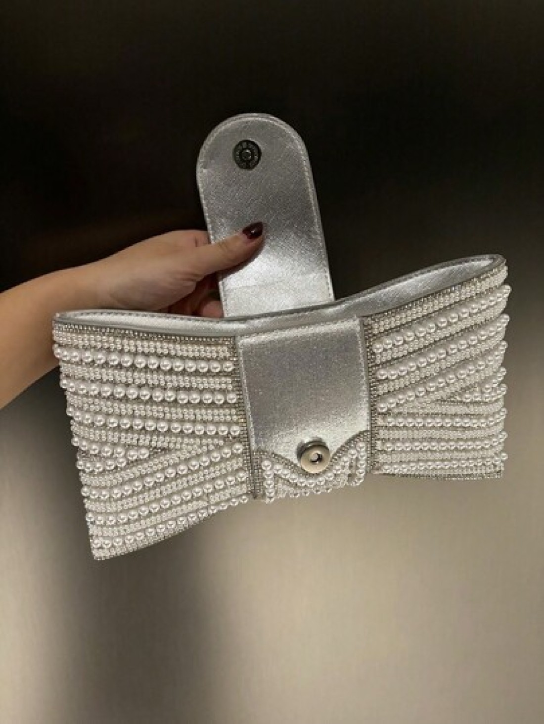 Plus Size High Quality A Grade Rhinestone Bow Faux Pearl Shiny Crystal Evening Clutch Bag Chain Shoulder Strap Fashion Hand Carry Envelope Clutch Purse For Formal Gown And Party Elegant Faux Pearl Bag