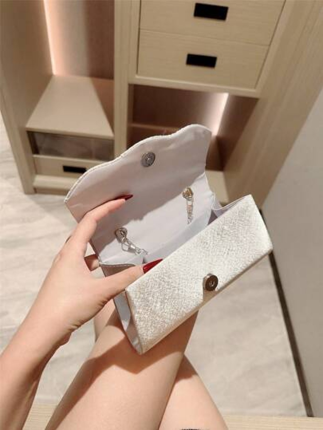 1pc Classic Pleated Satin Design Formal Evening Dress Party Clutch Bag Elegant For Prom Wedding Ball Dance Envelope Chain Bag Tready Party Bags Perfect For Party Wedding Prom Dinner Banquet Essential