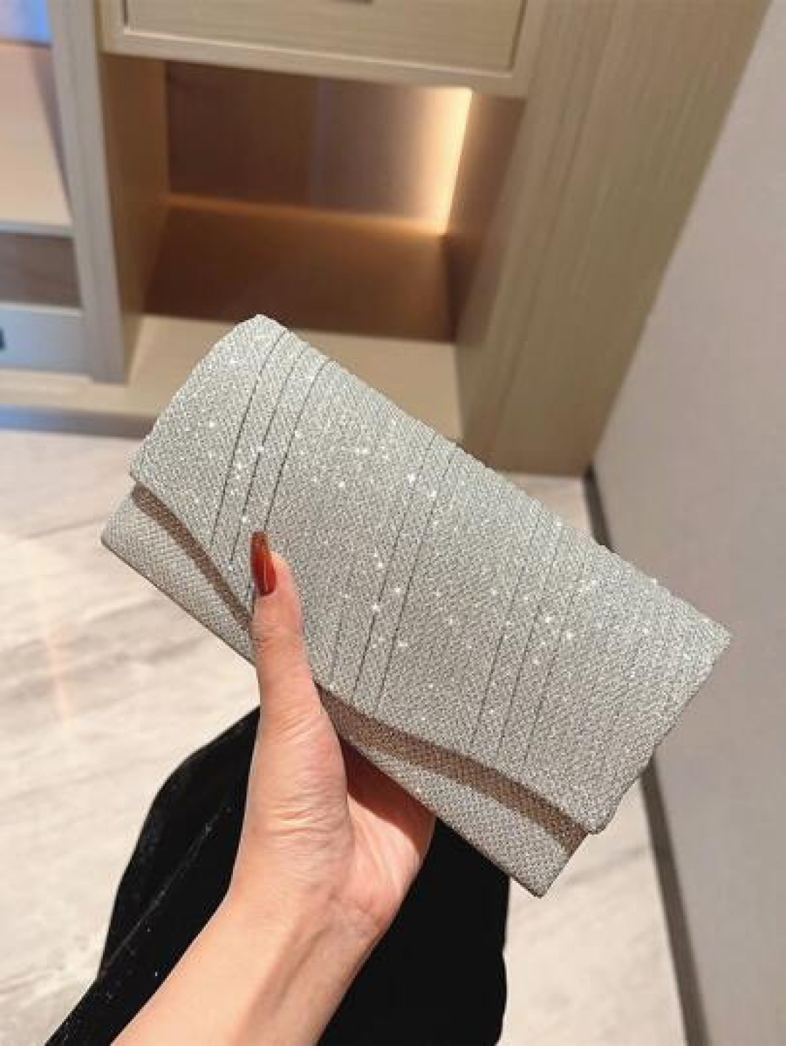 Moonlit EveBag Glamorous Elegant Exquisite Quiet Luxury Sequin Luxury Shiny Portable Mini Glitter Flap Square Bag Evening Bag Dinner Bag For Party Girl Woman Bride Perfect For Party Wedding Prom Dinne