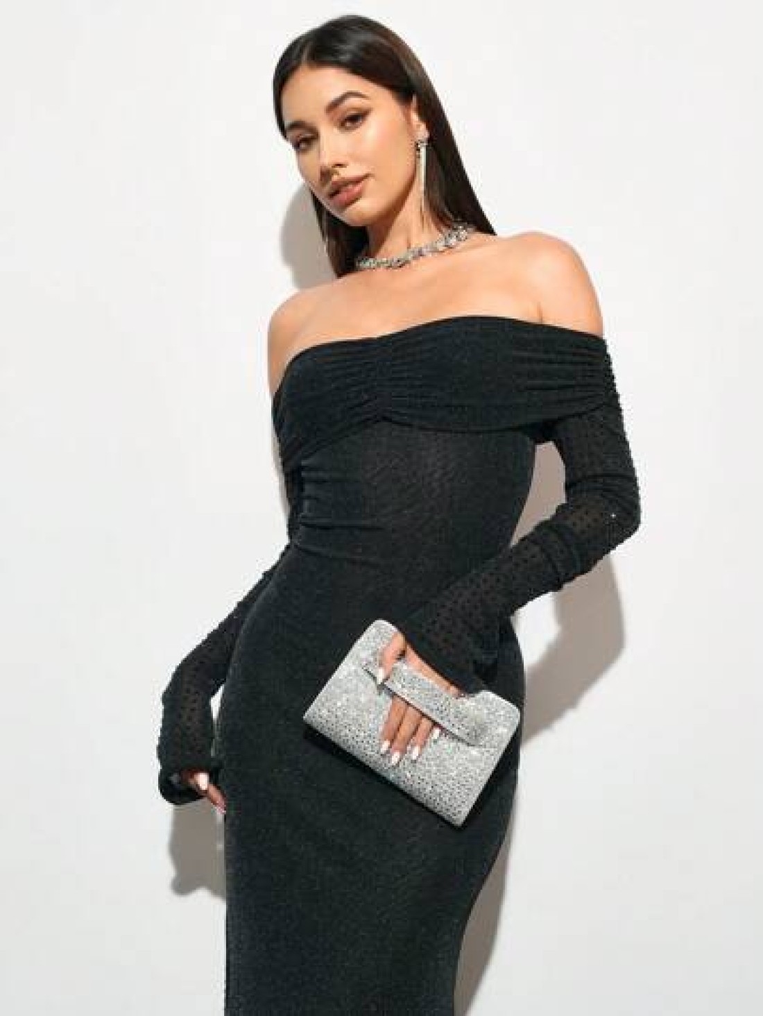 SHEIN BAE Women s Party Clutch Bag For Evening Party Club Holiday Christmas Versatile Sparkling Rhinestone Decor Multi Occasion Use Tready Party Bags Perfect For Party Wedding Prom Dinner Banquet Esse