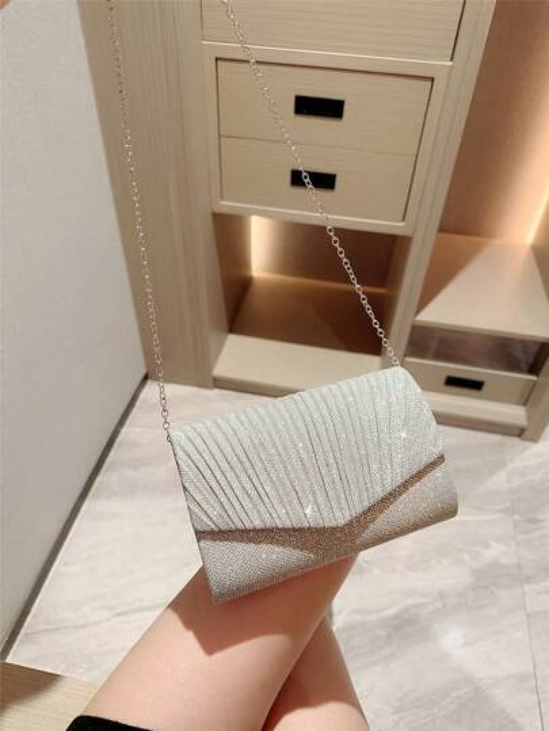 Mini Metallic Glitter Flap Box Bag Luxury Minimalist Clutch
