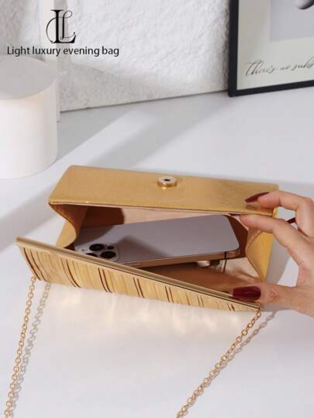 1pc Women s Fashionable Elegant Shiny Gold Pleated Evening Clutch Bag Decorated With Metallic Stripes Versatile Clutch Purse For Dignified Lady Suitable For Wedding Prom Nightclub Party Birthday Gift