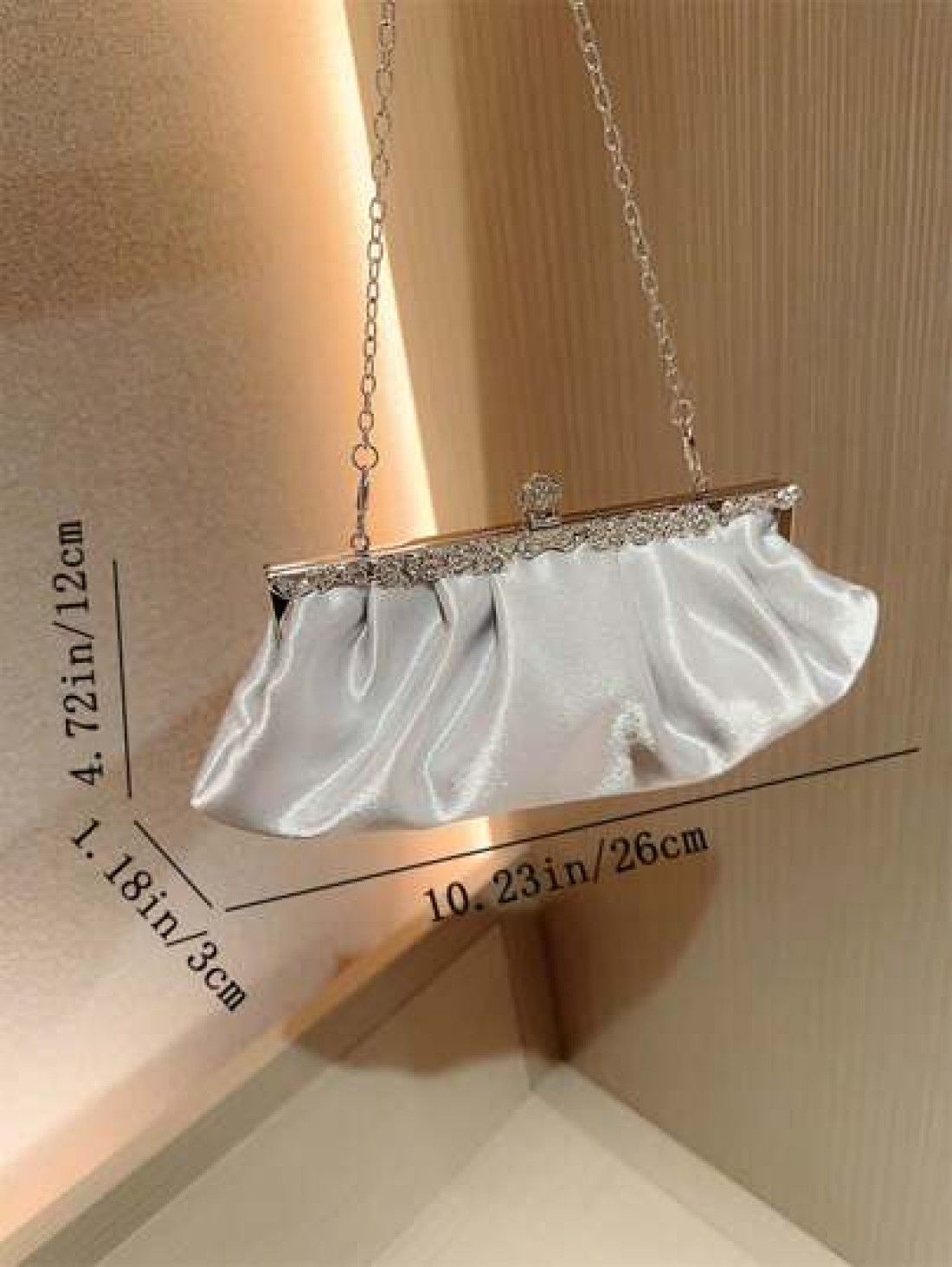 Moonlit EveBag Women s Exquisite Satin Evening Clutch Bag With Rhinestone Decoration Party Dress Bag Prom Bag Evening Bag Chain Handbag Royal Blue