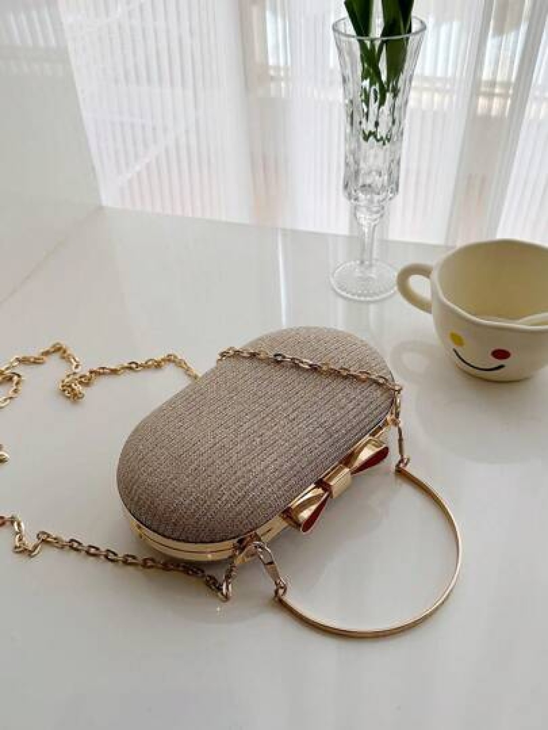 Elegant Fashionable Mini Evening Bag Shiny Clutch Purse Rhinestone Sparkly Evening Bag Metallic Chain Bridal Wedding Party Golden Bag Crossbody Handbag For Women Tready Party Bags Perfect For Party We