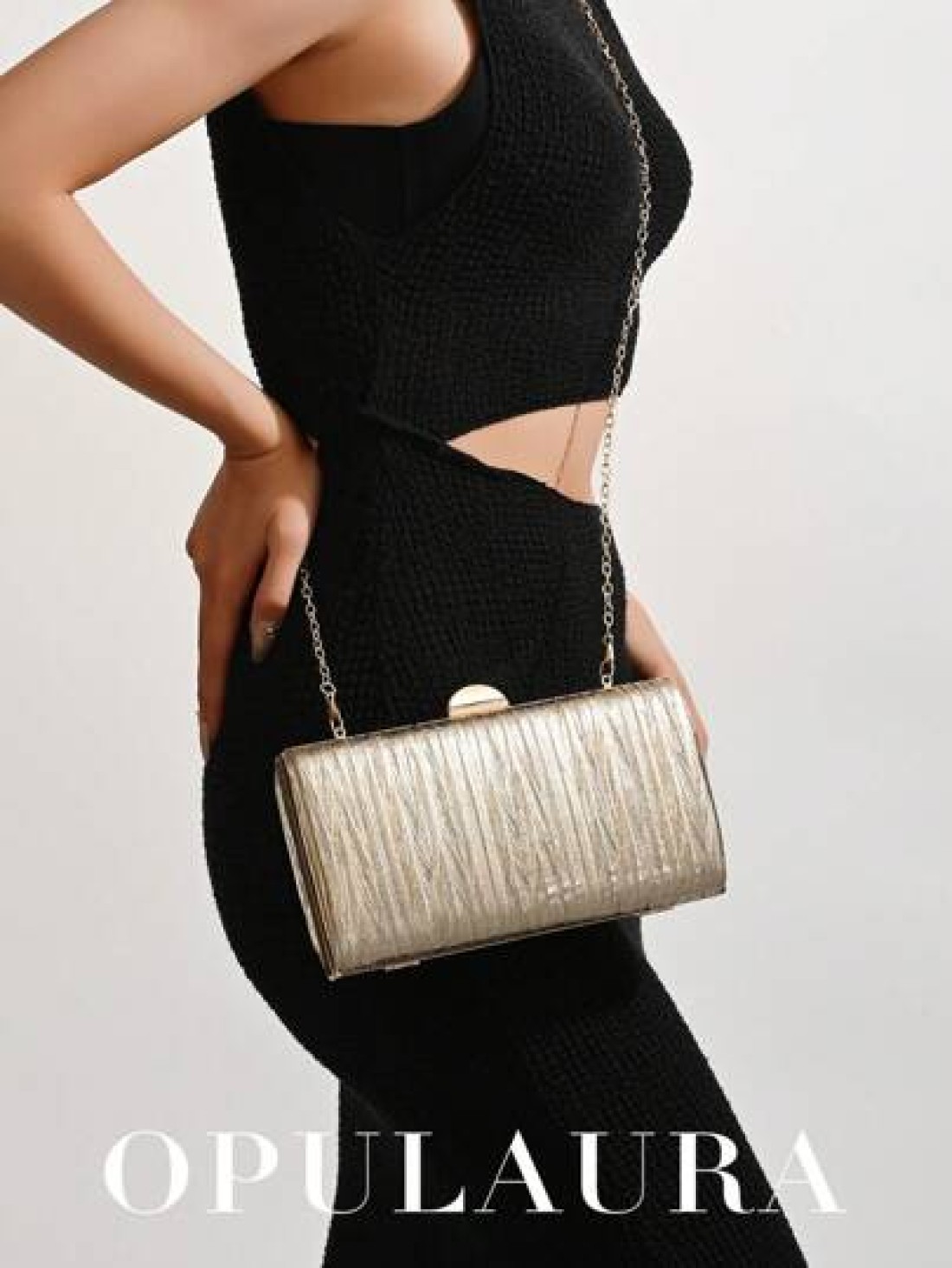 OpulAura Retro Luxury Clutch Bag Gold Leather Pleated Design Fashion Party Purse Elegant Box Handbag With Chain Strap Suitable For Party Wedding Formal Events Autumn Winter Tready Party Bags Perfect F