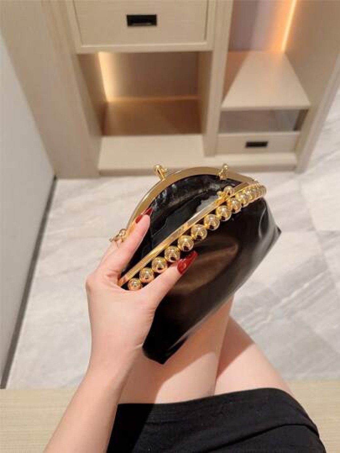 Moonlit Eve Bag 1pc Fashion Metal Sphere Decor Party Handbag European American Style Luxury Leather Clutch Purse Elegant Sophisticated Wedding Gala Bag Suitable For Wedding Prom Formal Events Formal D
