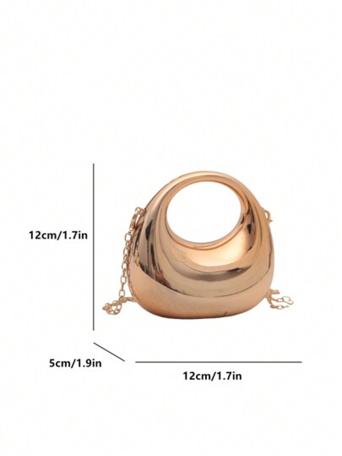 1pc New Avant Garde Metallic Acrylic Crescent Moon Shaped Mini Handbag Glossy Silver And Gold Tone Lunar Crossbody Shoulder Bag With Metallic Chain Fashion Versatile Makeup Cosmetic Earphone Pouch Min