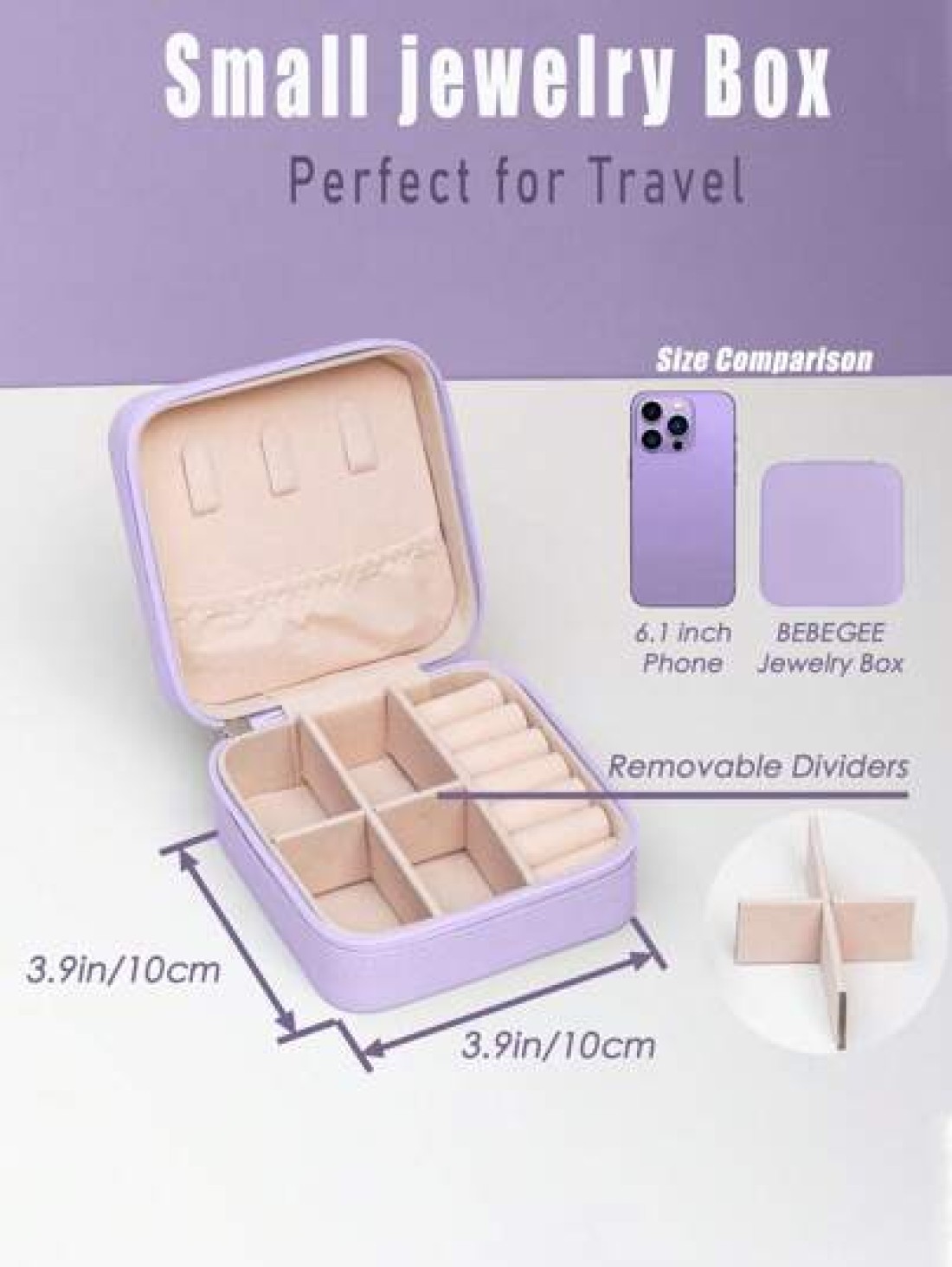 1pc Portable Travel Jewelry Box Mini PU Earring Ring Storage Case Minimalist Makeup Organizer Box Detachable Jewelry Display Tray Multifunctional Desktop Storage Box For Rings Pendants Earrings Neckla