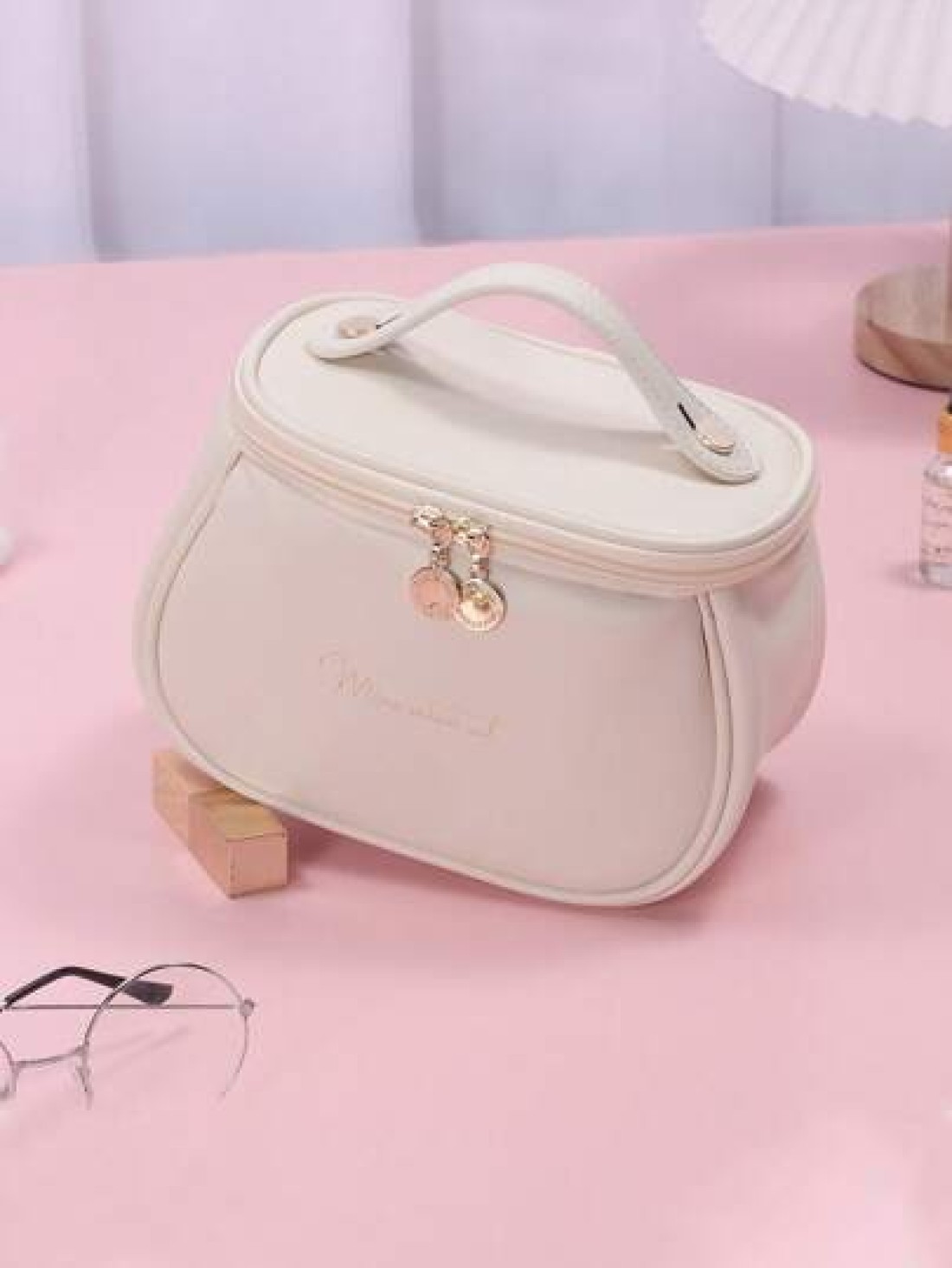 1pc Waterproof Handbag Large Capacity Cosmetic Bag Oil Proof Storage Makeup Bag Bathroom Cosmetic Bag Portable Travel Toiletry Bag Suitable For Lipstick Makeup Eyeshadow Palette Skincare Makeup Brushe