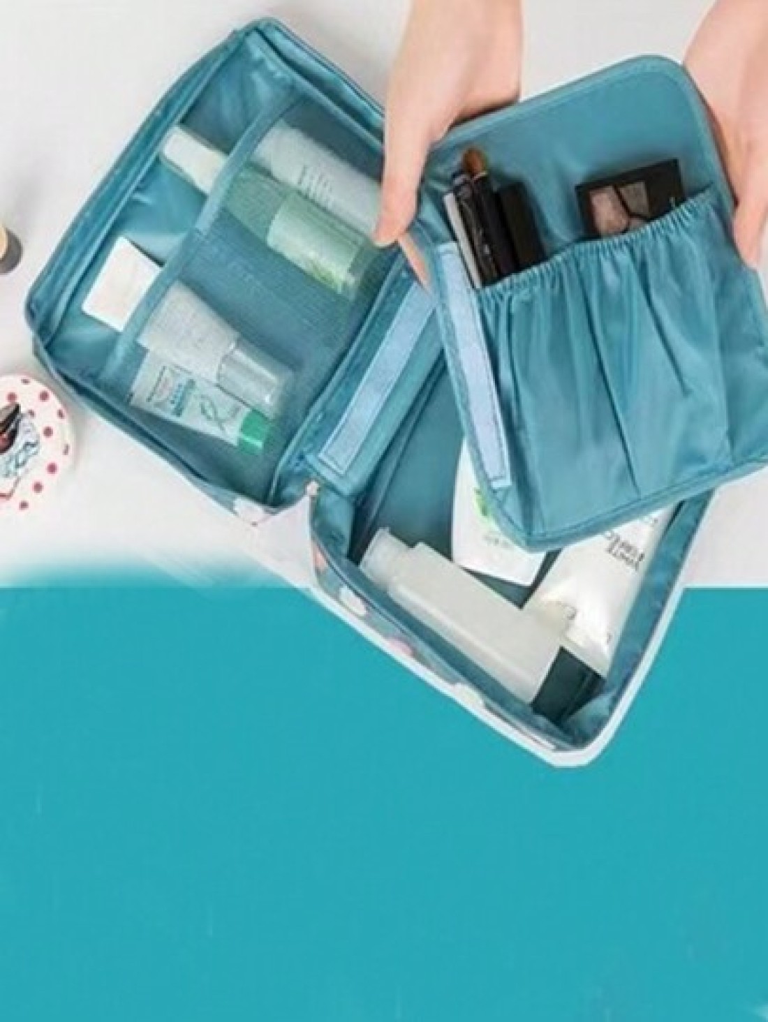1pc Cosmetic Bag Set Toiletry Organizer Bag Travel Makeup Bag Lightweight Travel Essential Jewelry Organizer Lip Gloss Organizer Nail Polish Organizer Cosmetic Storage OrganizerSummer Travel Vacation