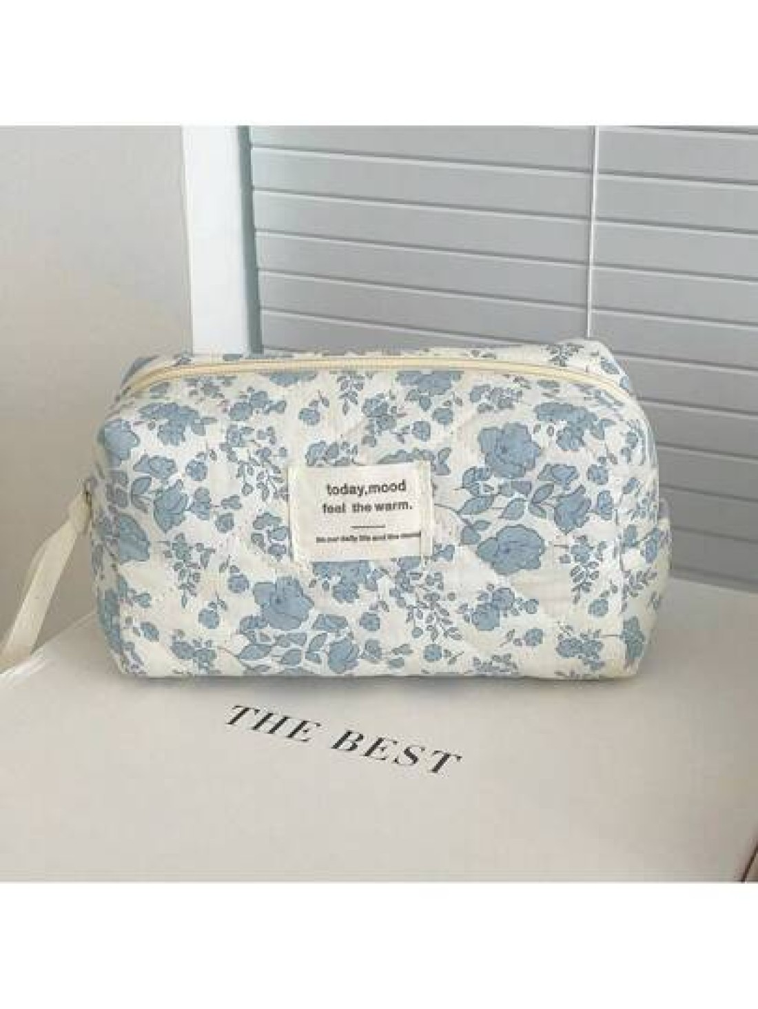 1 3pcs Blue Begonia Flower Makeup Bag Large Capacity Portable Organizer Pouch Multi Functional Handbag Cosmetic Storage Bag Toiletry Bag For Women Men With Handle Compartments For Home School Dorm Tra
