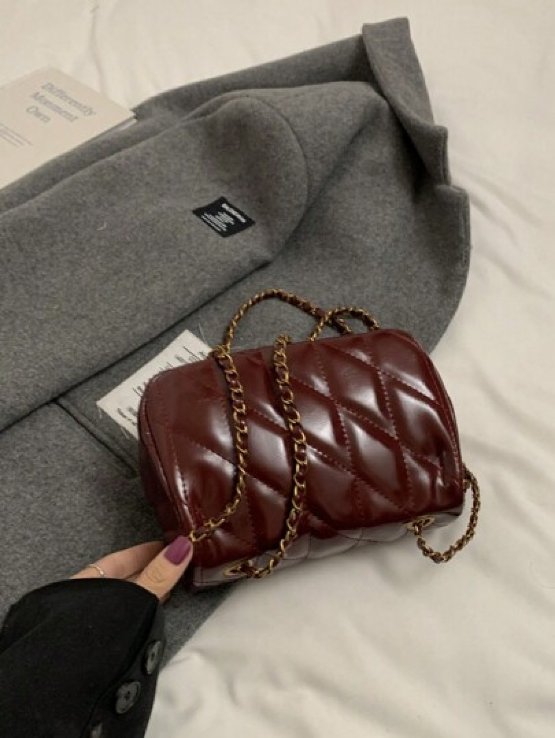 Nanfeng Chio2n Fancheng Red Maple Small Square Bag Women s New Red Chain Shoulder Crossbody Bag