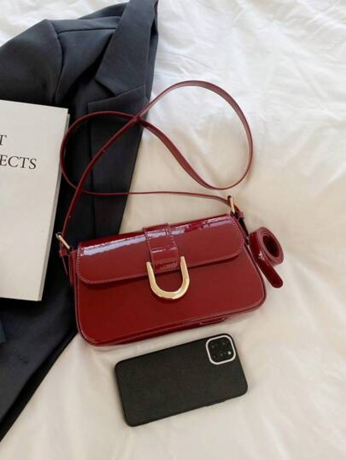 Red Retro Style Faux Leather Square Small Shoulder Bag Versatile For Women Detachable Dual Shoulder Straps Suitable For Girls Ladies Students Office Workers Commuting Outdoor Matching Ankolal Red
