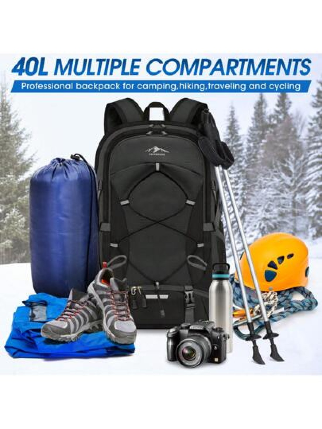 NEWHEY Lightweight Hiking Backpack 40L Packable Daypack For Men Waterproof Camping Bag Foldable Outdoor Sport Travel Climbing Trekking Camping Backpack For Travel