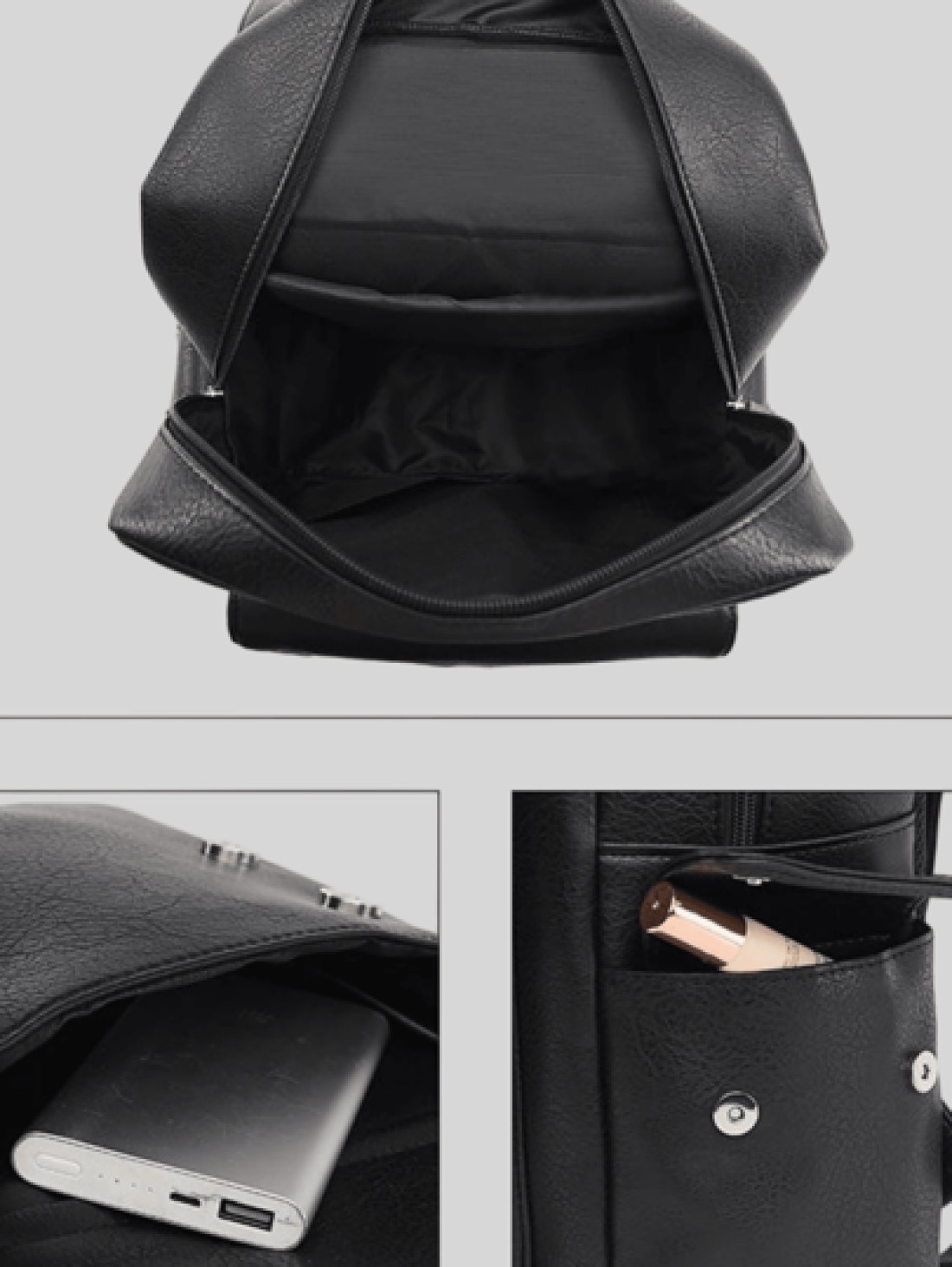 Large Laptop Backpack Men PU Leather Backpacks Male Teenagers Boys Black Schoolbag