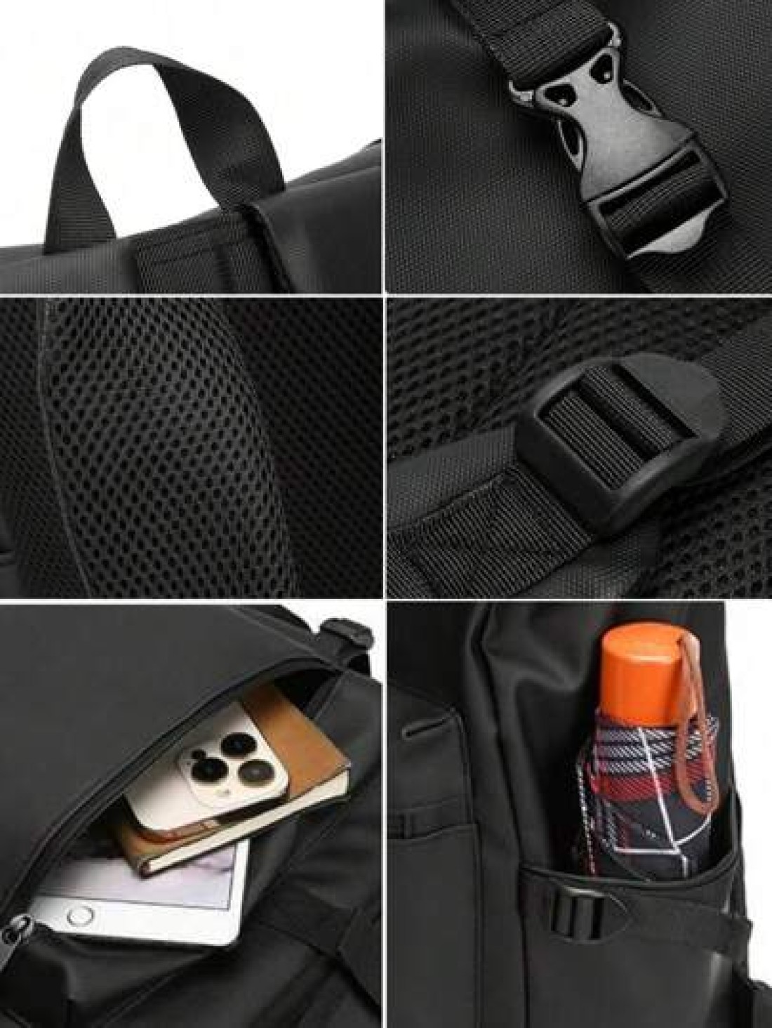 New Black Waterproof Flap Cover Backpack For Men Business Travel Commute Office Laptop Bag Leisure Outdoor Fitness Bookbag Middle School Student Gift Bag