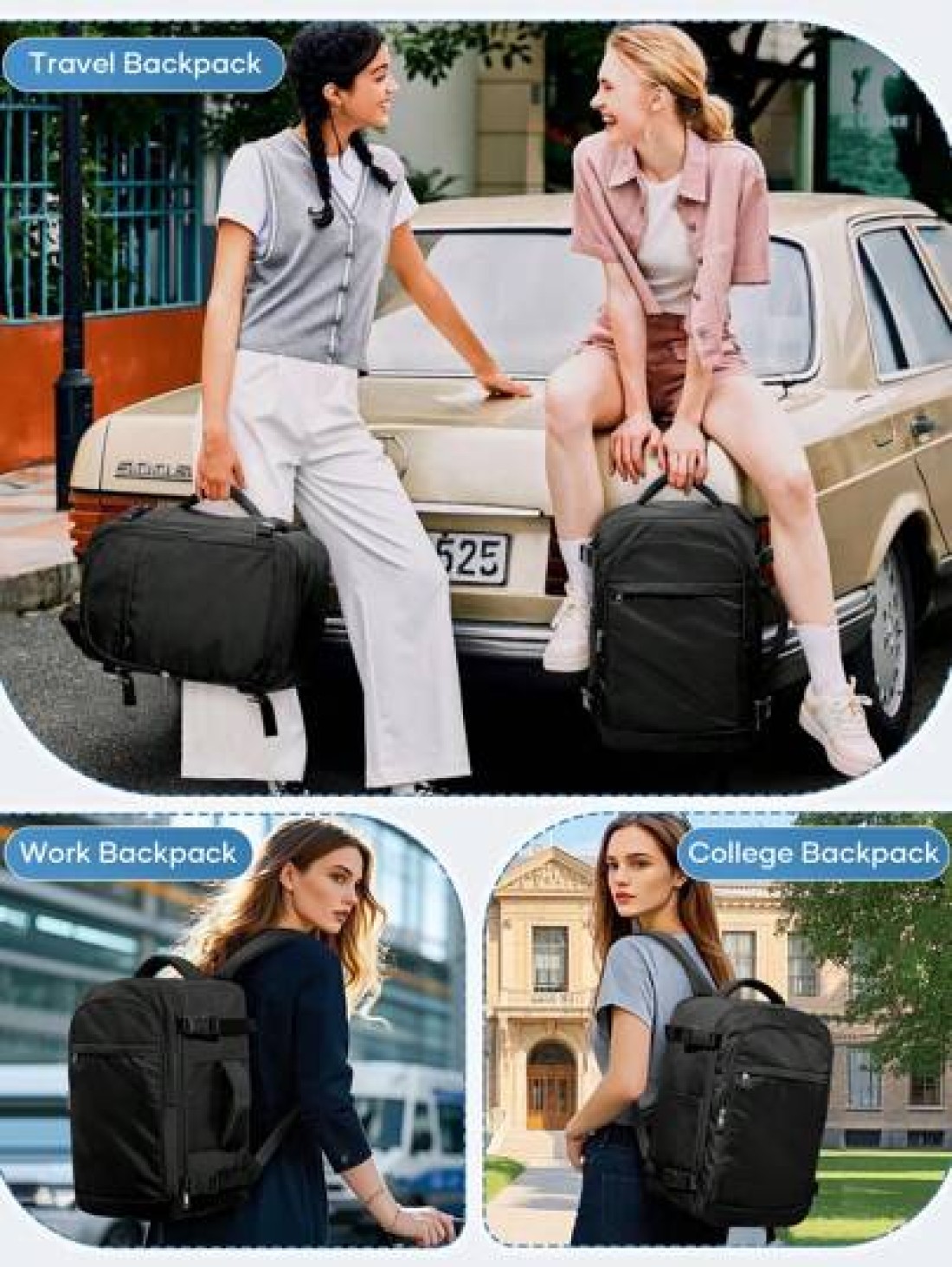 Large Capacity Travel Business Backpack Suitcase Backpacks Water Resistant Luggage Daypack With Dry Wet Separation Bag Large Travel Backpack For Women Men Carry On Backpack Hiking Backpack Waterproof